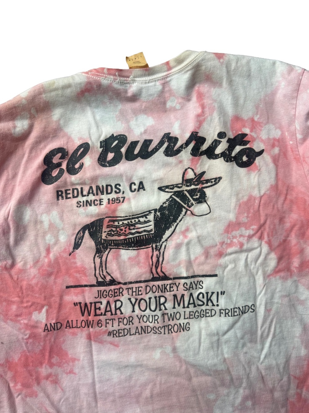El Burrito Gildan Pink and White Tie-Dye Graphic Tee